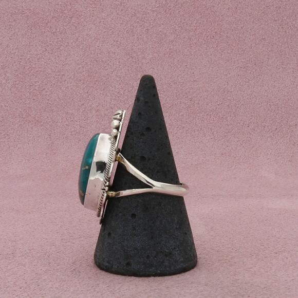 navajo sterling silver evelyn spencer vintage braided turquoise ring size 8.75 - Picture 2 of 3